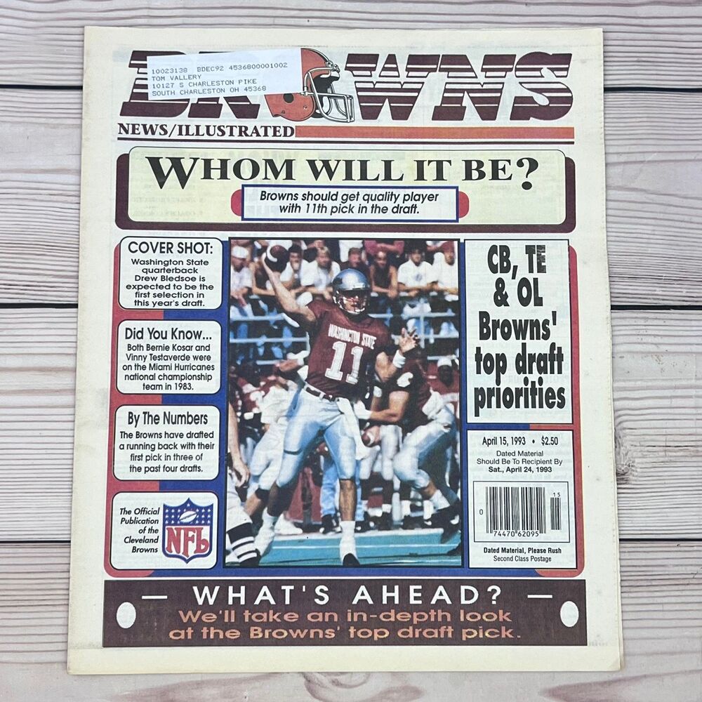 1993 Cleveland Browns News Illustrated NFL Pre-Draft Bledsoe/Strahan/Bettis VTG